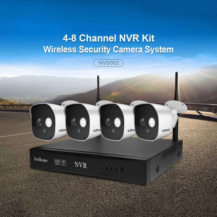 SriHome NVS001+IPC029 1080P 8-Channel NVR Kit Wireless Security Camera System, Support Humanoid D...