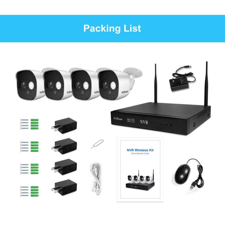 SriHome NVS001+IPC029 1080P 8-Channel NVR Kit Wireless Security Camera System, Support Humanoid D...