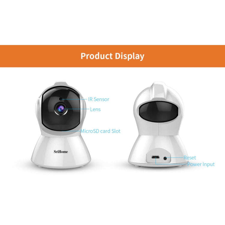 SriHome SH025 2.0 Million Pixels 1080P HD AI Auto-tracking IP Camera, Support Two Way Audio / Mot...