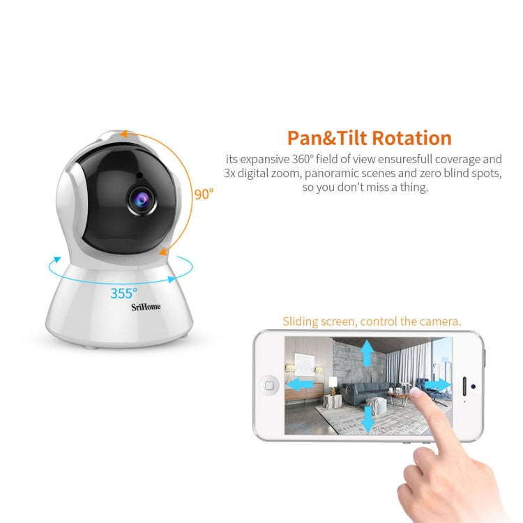 SriHome SH025 2.0 Million Pixels 1080P HD AI Auto-tracking IP Camera, Support Two Way Audio / Mot...