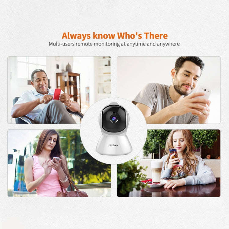 SriHome SH025 2.0 Million Pixels 1080P HD AI Auto-tracking IP Camera, Support Two Way Audio / Mot...