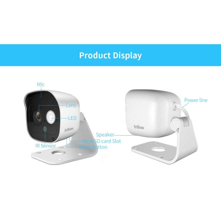 SriHome SH029 3.0 Million Pixels 1296P HD AI Camera, Support Two Way Talk / Motion Detection / Hu...