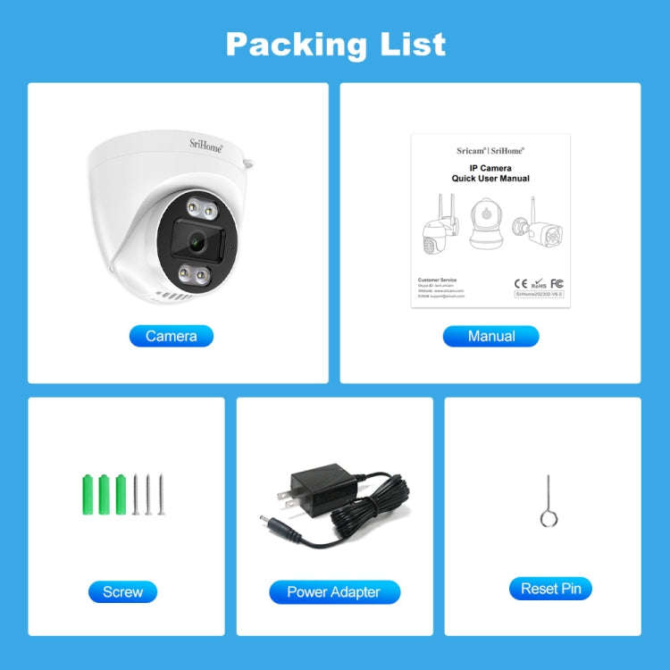 SriHome SH030 4MP 1440P HD IP Camera, Support Two Way Talk / Motion Detection / Humanoid Detectio...