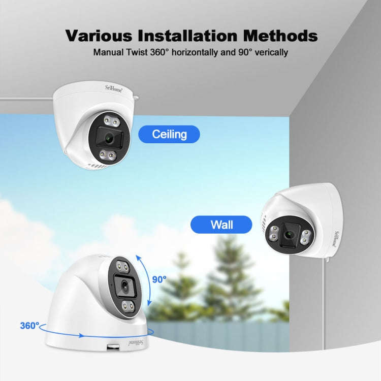 SriHome SH030 4MP 1440P HD IP Camera, Support Two Way Talk / Motion Detection / Humanoid Detectio...