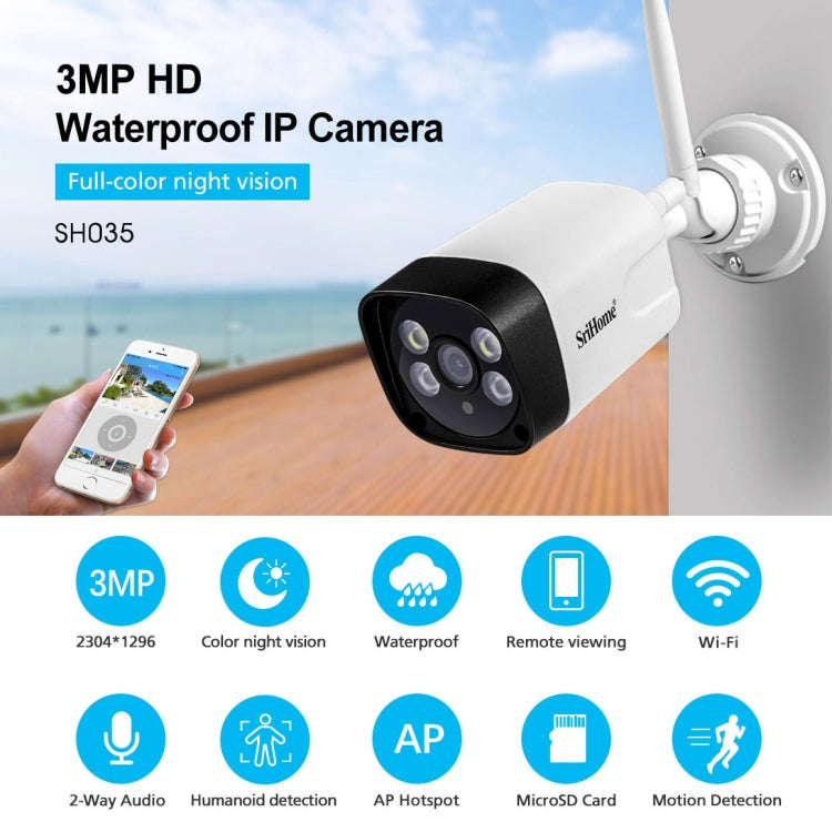 SriHome SH035 3.0 Million Pixels 1296P HD IP Camera, Support Two Way Audio / Motion Detection / H...