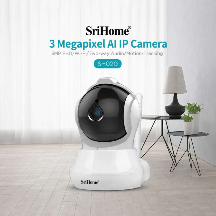 SriHome SH020 3.0 Million Pixels 1296P HD AI IP Camera, Support Two Way Talk / Auto Tracking / Hu...
