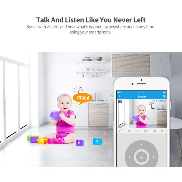 SriHome SH020 3.0 Million Pixels 1296P HD AI IP Camera, Support Two Way Talk / Auto Tracking / Hu...