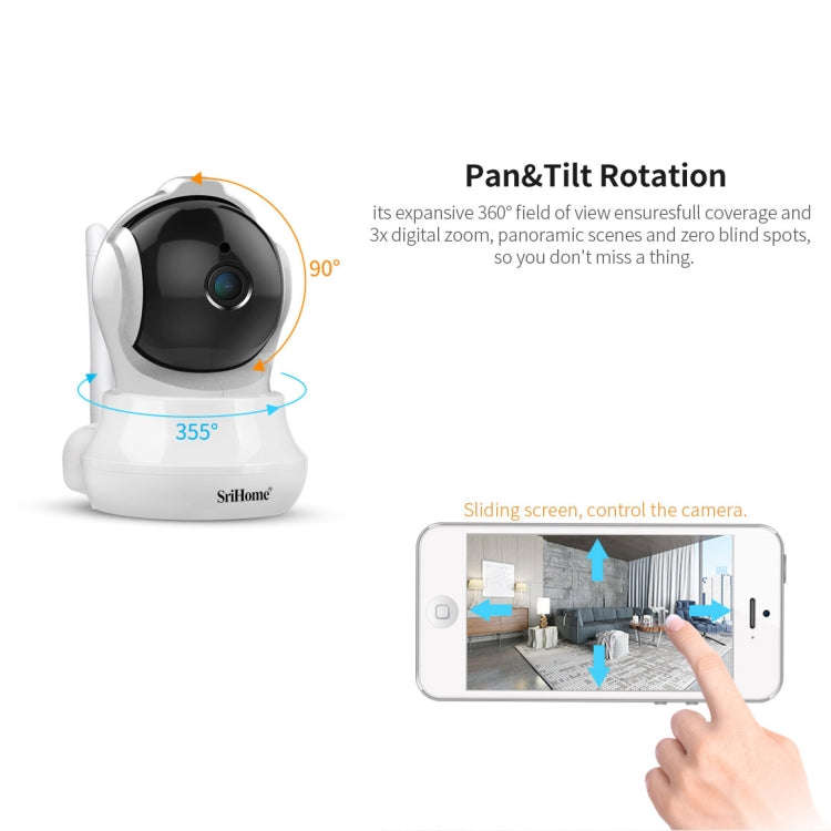 SriHome SH020 3.0 Million Pixels 1296P HD AI IP Camera, Support Two Way Talk / Auto Tracking / Hu...
