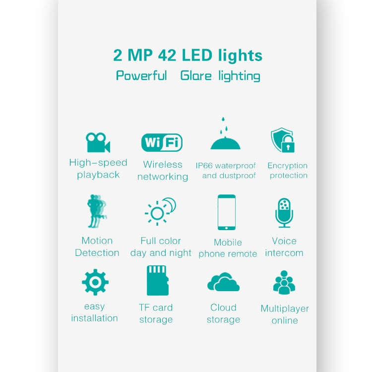 DP16 2.0 Megapixel 42 LEDs Garden Light Smart Camera, Support Motion Detection / Night Vision / V...