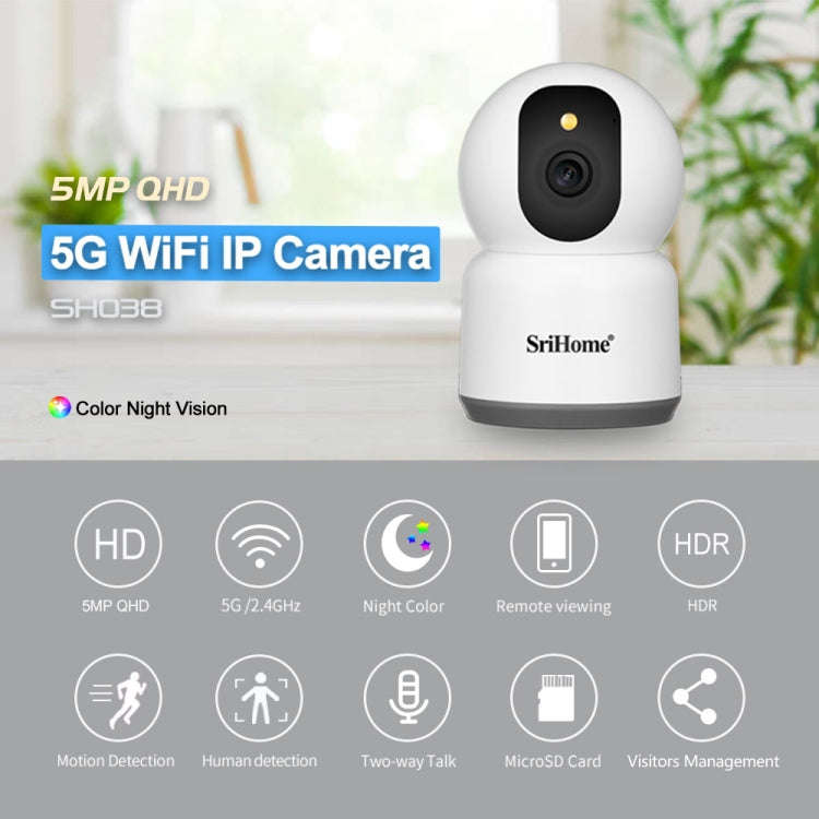 SirHome SH038 5MP QHD 5G WiFi IP Camera, Support Night Color & Motion Detection & Two Way Talk & ...