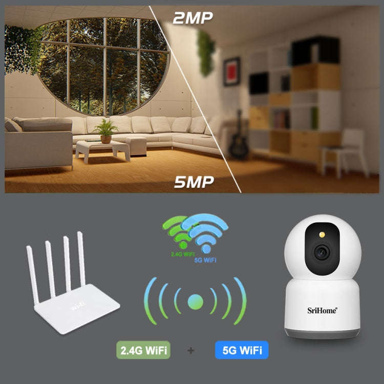 SirHome SH038 5MP QHD 5G WiFi IP Camera, Support Night Color & Motion Detection & Two Way Talk & ...