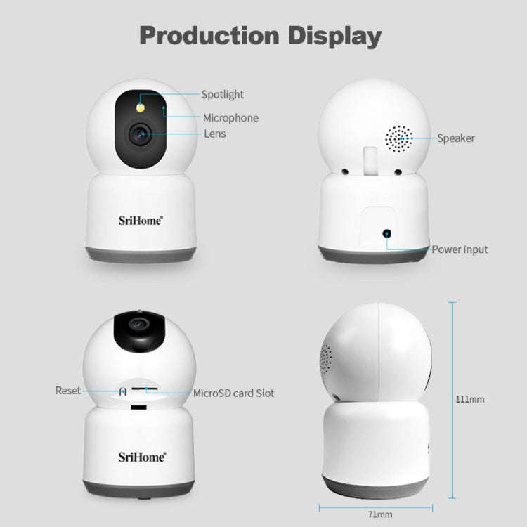 SirHome SH038 5MP QHD 5G WiFi IP Camera, Support Night Color & Motion Detection & Two Way Talk & ...