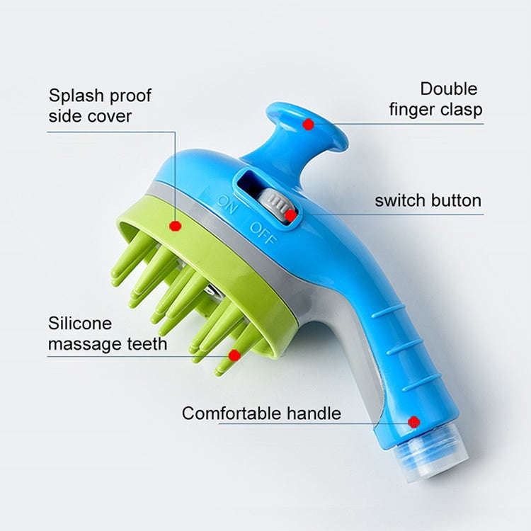 Pet Shower Shower Brush with Non-slip Handle Nozzle(Blue)