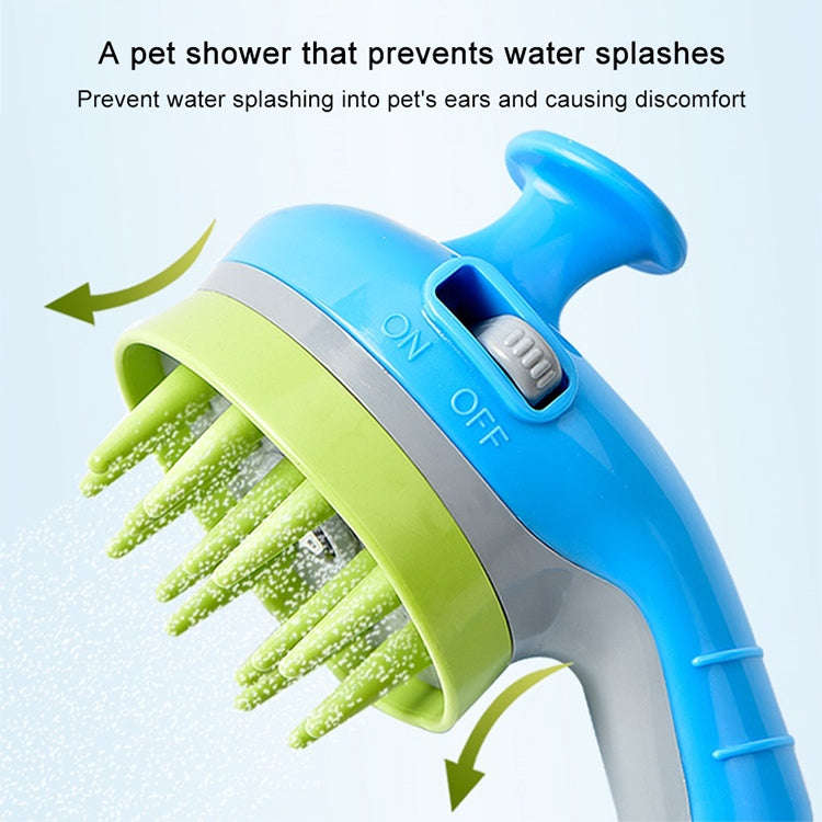 Pet Shower Shower Brush with Non-slip Handle Nozzle(Blue)