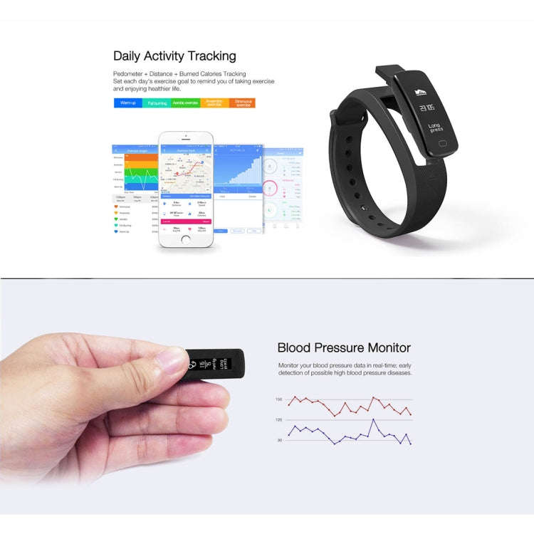 SMA-B2 Fitness Tracker Bluetooth 4.0 Smart Bracelet, IP67 Waterproof, Support Sports Modes / Hear...