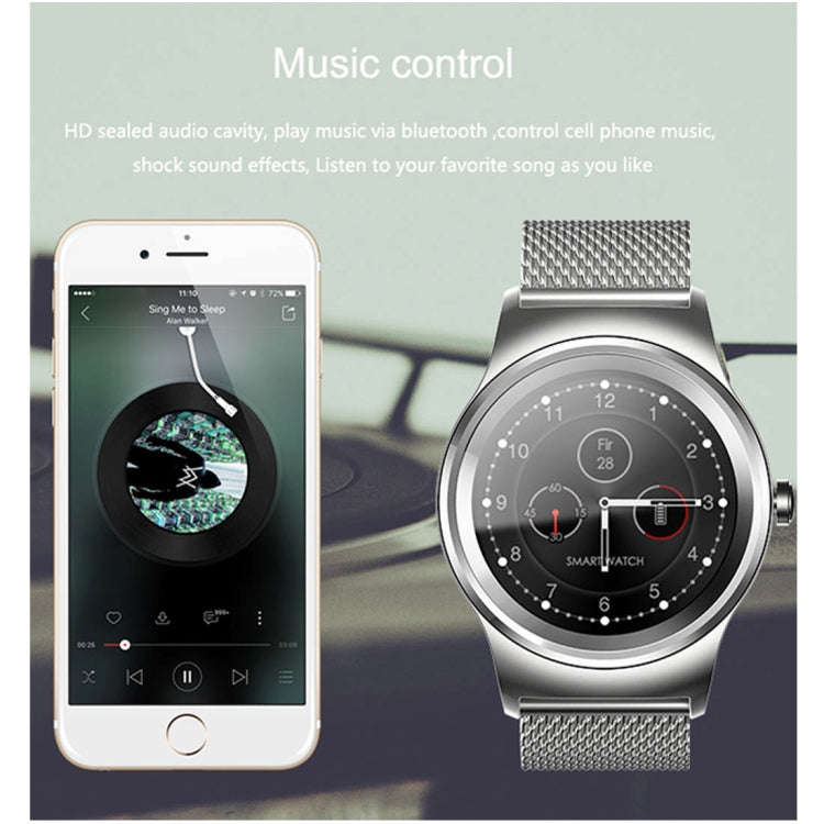 SMA-Round 1.28 inch Color Touch Screen Bluetooth Leather Strap Smart Watch, Waterproof, Support V...