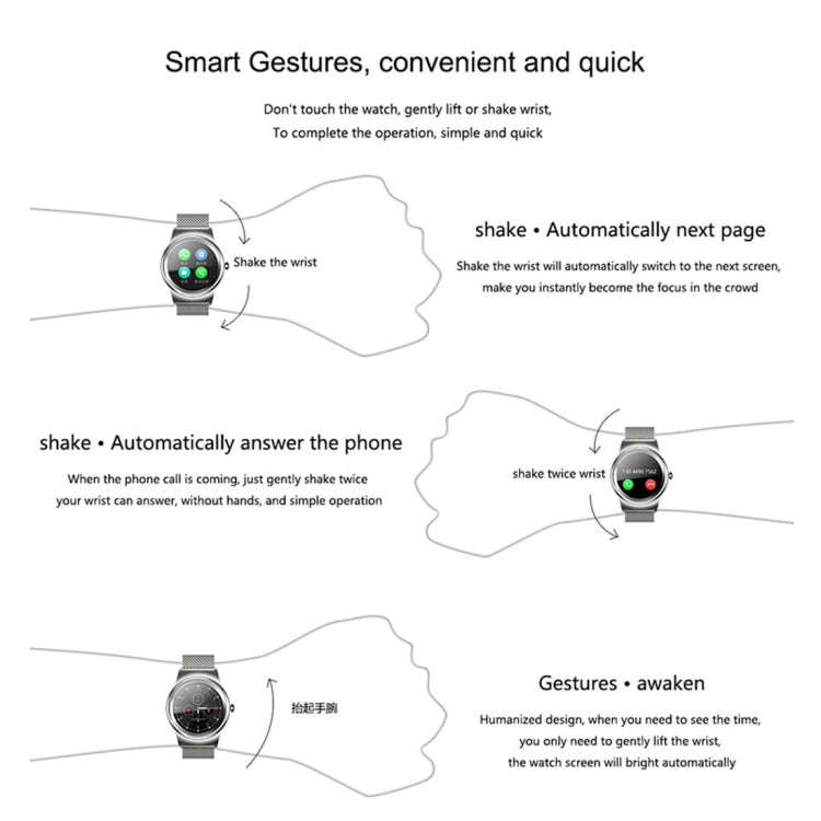 SMA-Round 1.28 inch Color Touch Screen Bluetooth Leather Strap Smart Watch, Waterproof, Support V...