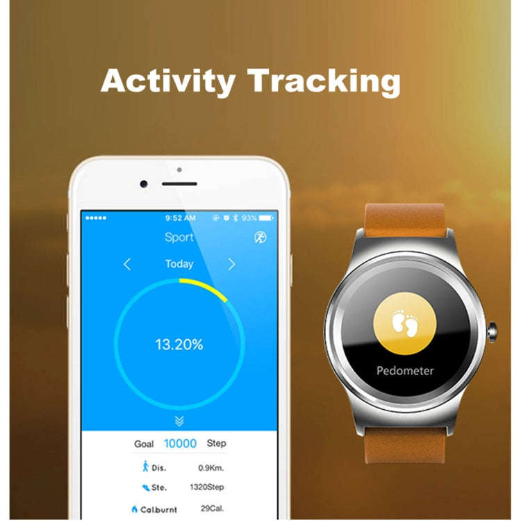 SMA-Round 1.28 inch Color Touch Screen Bluetooth Leather Strap Smart Watch, Waterproof, Support V...