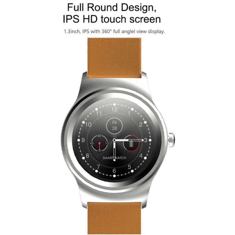 SMA-Round 1.28 inch Color Touch Screen Bluetooth Leather Strap Smart Watch, Waterproof, Support V...