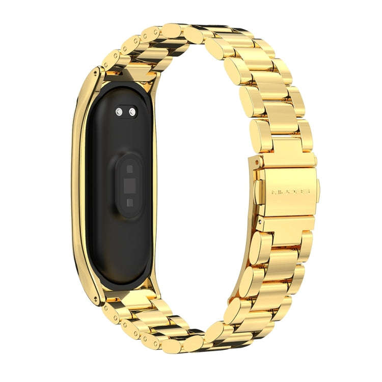 Mijobs Stainless Steel Metal Watch Band for Xiaomi Mi Band 3 & 4 & 5 & 6(Gold)