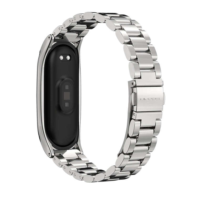 Mijobs Stainless Steel Metal Watch Band for Xiaomi Mi Band 3 & 4 & 5 & 6(Silver)