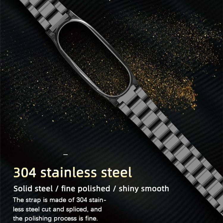 Mijobs Stainless Steel Metal Watch Band for Xiaomi Mi Band 3 & 4 & 5 & 6(Rose Gold)