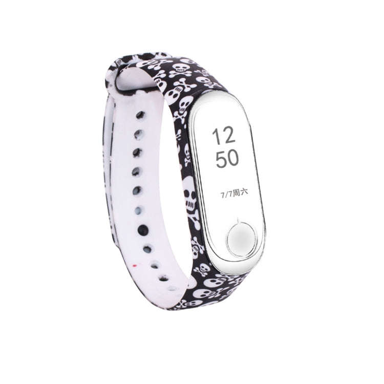 Silicone Painting Watch Band for Xiaomi Mi Band 3 & 4(Skull)
