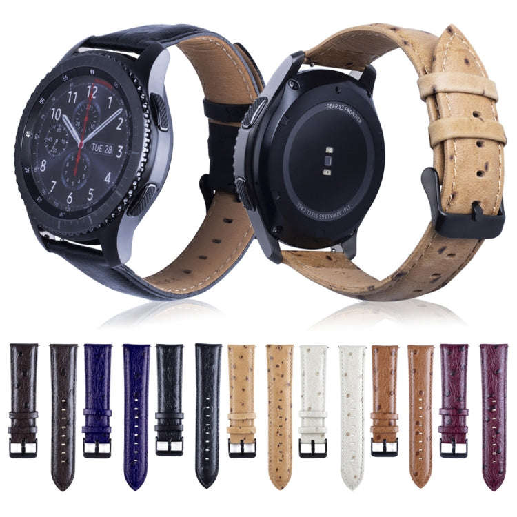 Ostrich Skin Texture Genuine Leather Watch Band for Samsung Gear S3 22mm(Dark Brown)