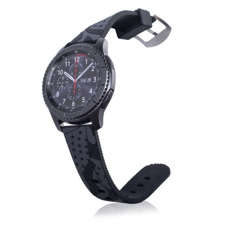 National Flag Pattern Silicone Watch Band for Samsung Gear S3  22mm(Black)