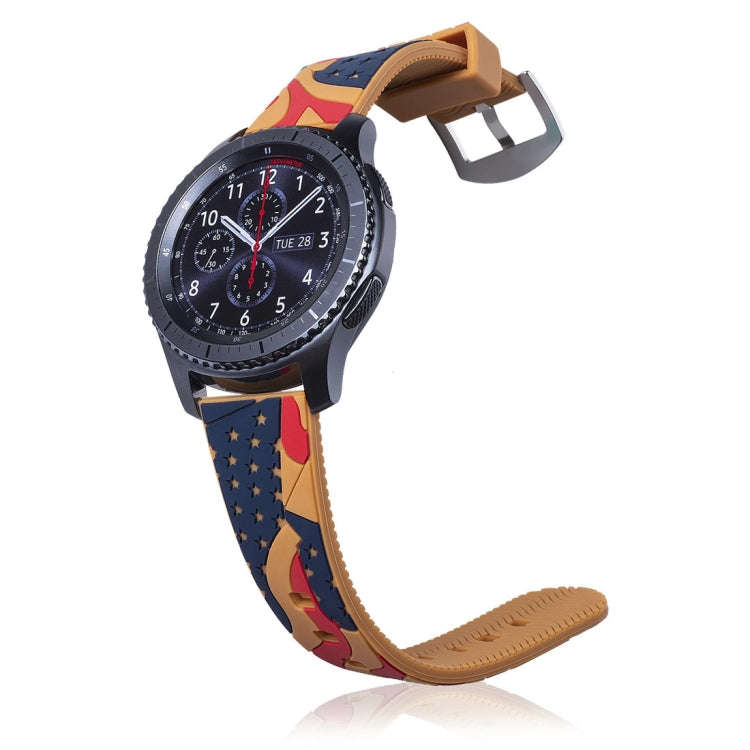 National Flag Pattern Silicone Watch Band for Samsung Gear S3  22mm(Yellow)