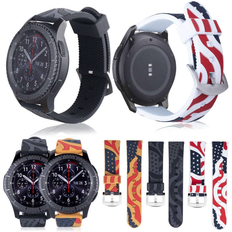National Flag Pattern Silicone Watch Band for Samsung Gear S3  22mm(Black)