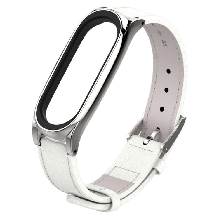 Mijobs Screwless Magnetic Case Top-grain Leather Watch Band for Xiaomi Mi Band 3 & 4 & 5 & 6, Hos...