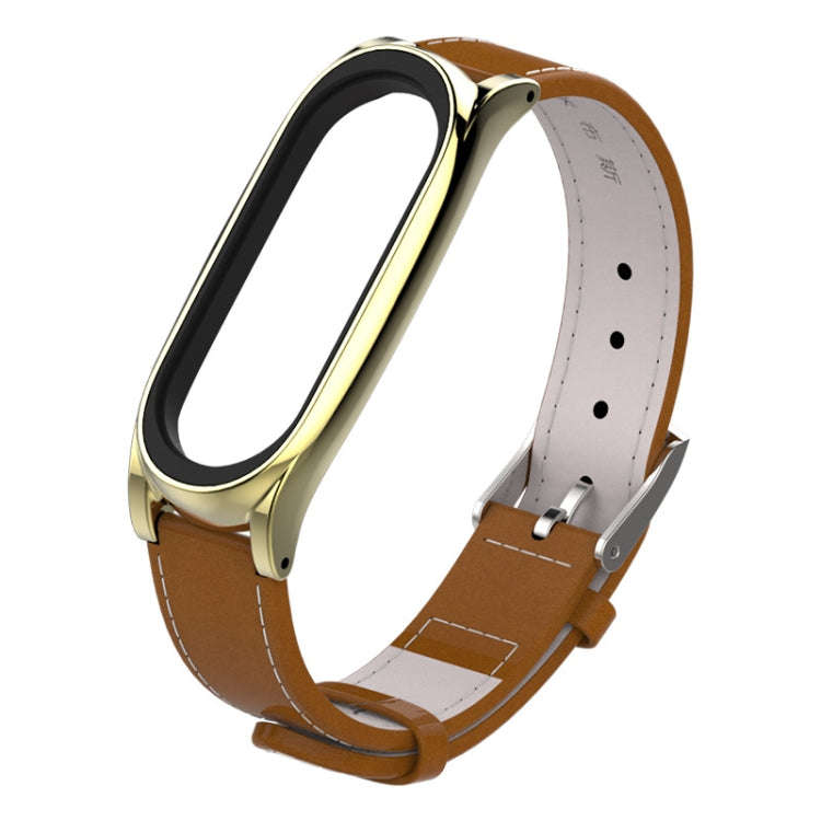 Mijobs Screwless Magnetic Case Top-grain Leather Watch Band for Xiaomi Mi Band 3 & 4 & 5 & 6, Hos...