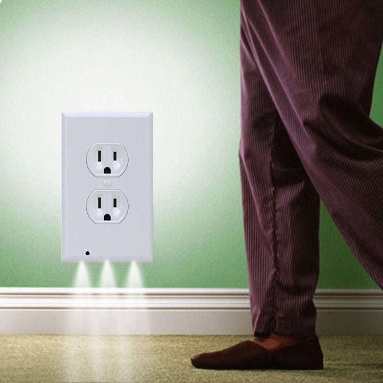 0.5W 110V Night Angel Square Plug Socket Sensor Night Light, White Light Mini Human Body Motion I...