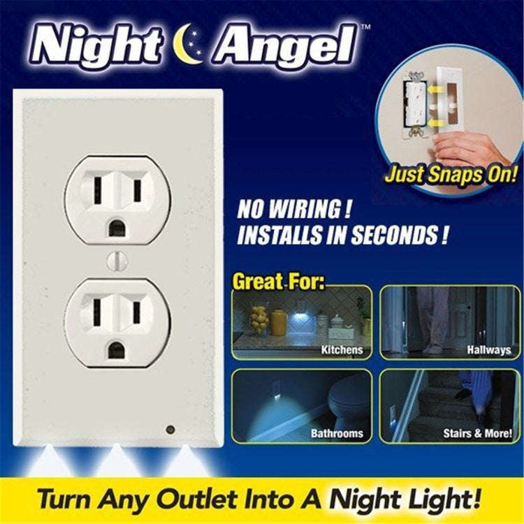 0.5W 110V Night Angel Square Plug Socket Sensor Night Light, White Light Mini Human Body Motion I...