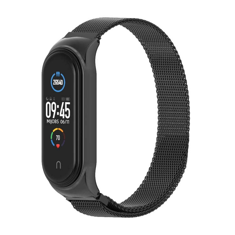 Mijobs Milan CS Metal Magnetic Watch Band for Xiaomi Mi Band 3 & 4 & 5 & 6, Host not Include(Black)