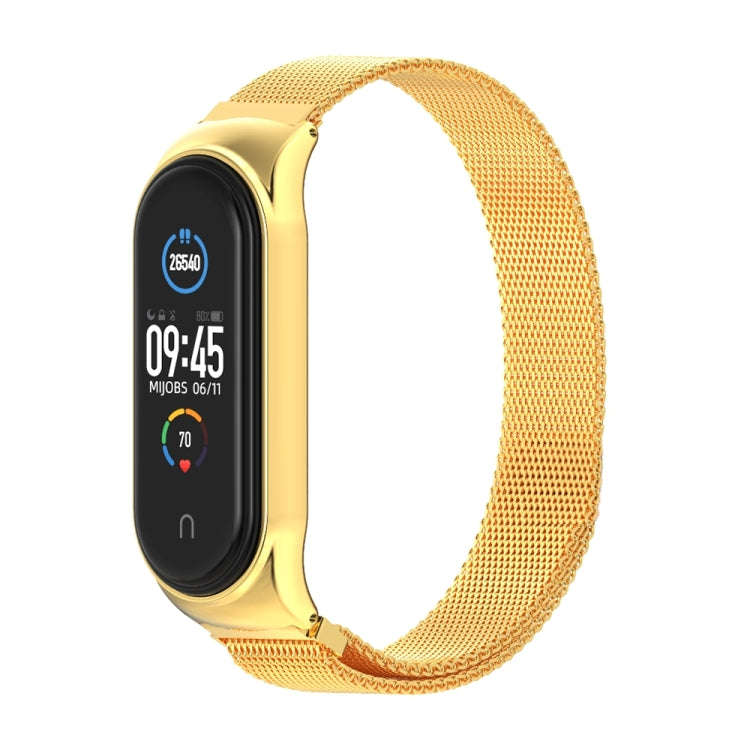 Mijobs Milan CS Metal Magnetic Watch Band for Xiaomi Mi Band 3 & 4 & 5 & 6, Host not Include(Gold)