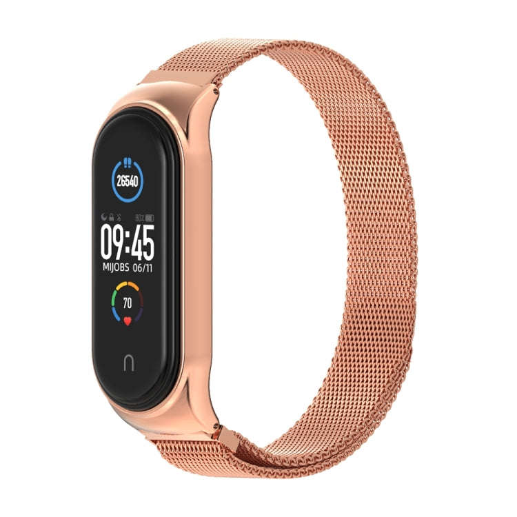 Mijobs Milan CS Metal Magnetic Watch Band for Xiaomi Mi Band 3 & 4 & 5 & 6, Host not Include(Rose...