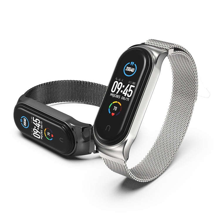 Mijobs Milan CS Metal Magnetic Watch Band for Xiaomi Mi Band 3 & 4 & 5 & 6, Host not Include(Black)