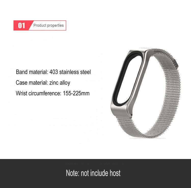 Mijobs Milan CS Metal Magnetic Watch Band for Xiaomi Mi Band 3 & 4 & 5 & 6, Host not Include(Rose...
