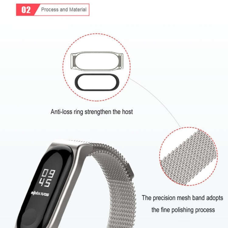 Mijobs Milan CS Metal Magnetic Watch Band for Xiaomi Mi Band 3 & 4 & 5 & 6, Host not Include(Rose...