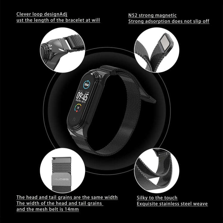 Mijobs Milan CS Screwless Buckle Metal Watch Band Case for Xiaomi Mi Band 3 & 4 & 5 & 6, Host not...
