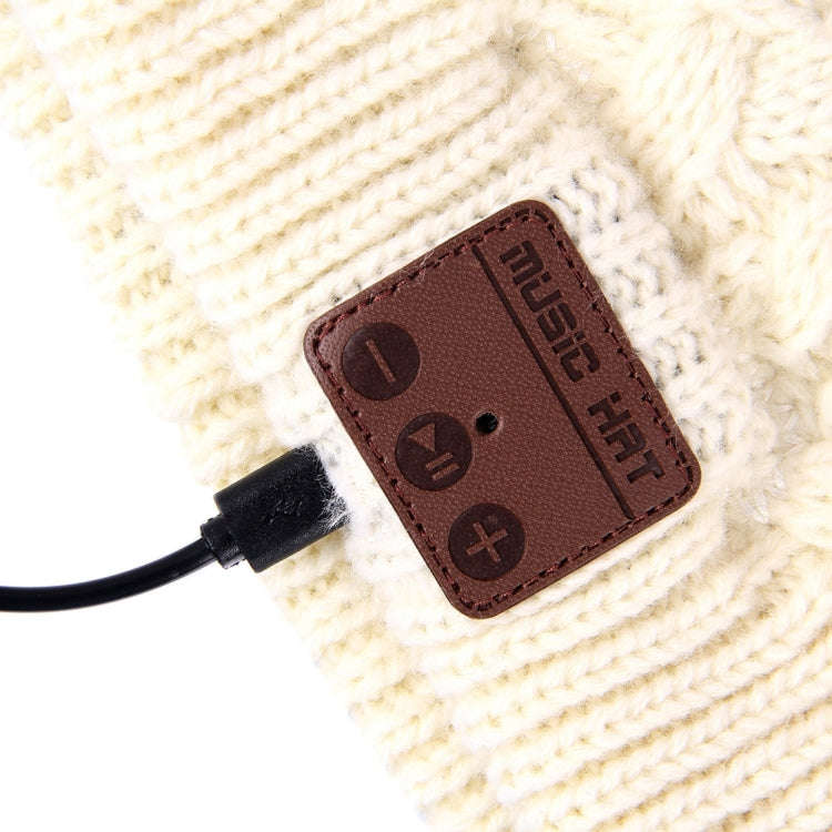 Wavy Textured Knitted Bluetooth Headset Warm Winter Beanie Hat with Mic for Boy & Girl & Adults(W...