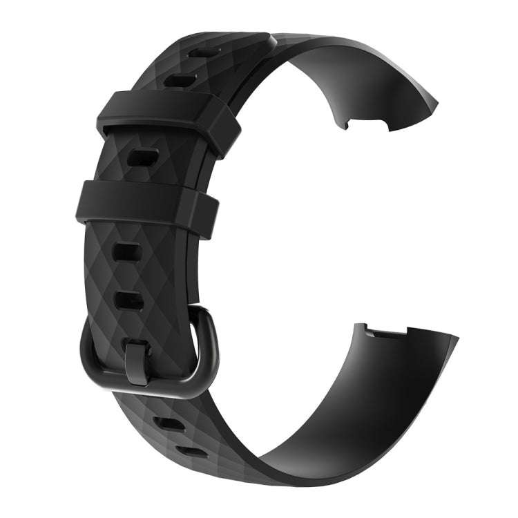 Diamond Pattern Silicone Watch Band for Fitbit Charge 3, Size: 210x18mm(Black)
