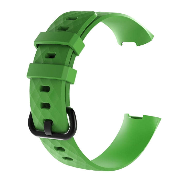 Diamond Pattern Silicone Watch Band for Fitbit Charge 3, Size: 210x18mm(Green)