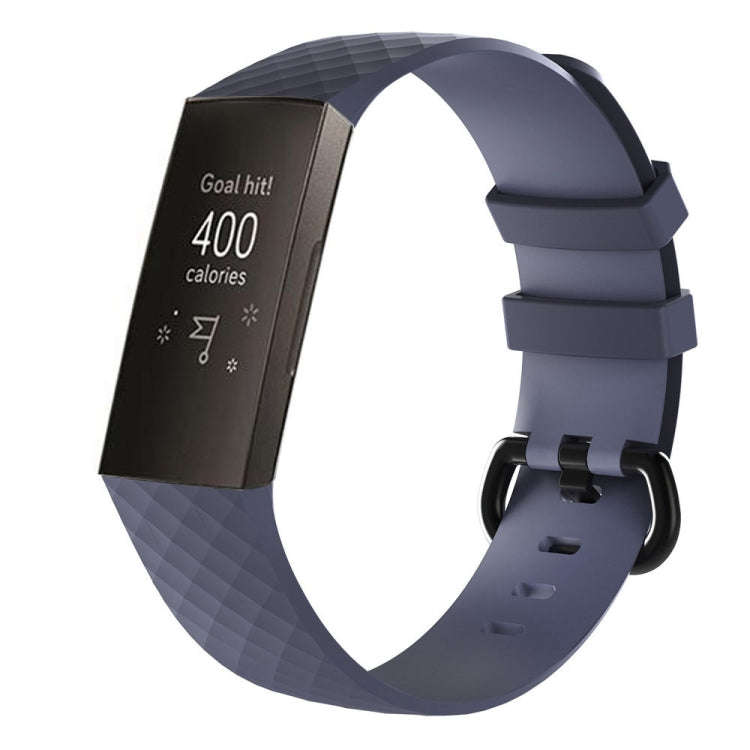Diamond Pattern Silicone Watch Band for Fitbit Charge 3, Size: 210x18mm(Grey)