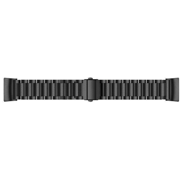 Three Beads Slingshot Buckle Solid Stainless Steel Watch Band for Fitbit Charge 3(Black)
