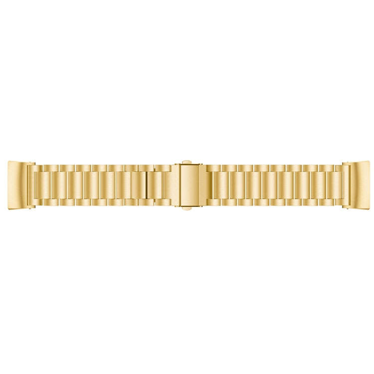 Three Beads Slingshot Buckle Solid Stainless Steel Watch Band for Fitbit Charge 3(Gold)