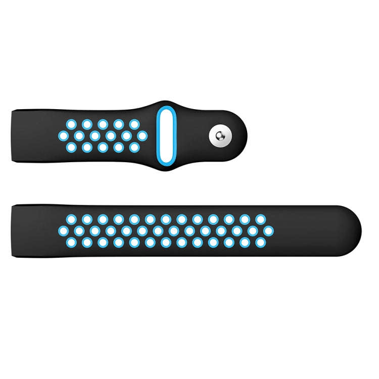 Two-color Round Hole Silicone Watch Band for Fitbit Charge 3, Watch Band Size:130-195mm(Blue)