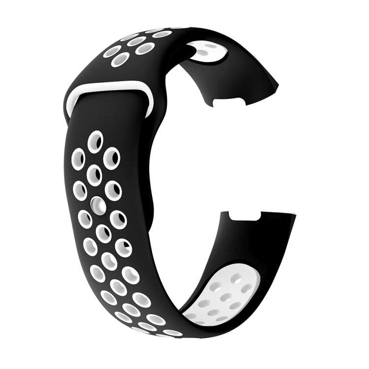 Two-color Round Hole Silicone Watch Band for Fitbit Charge 3, Watch Band Size:130-195mm(White)